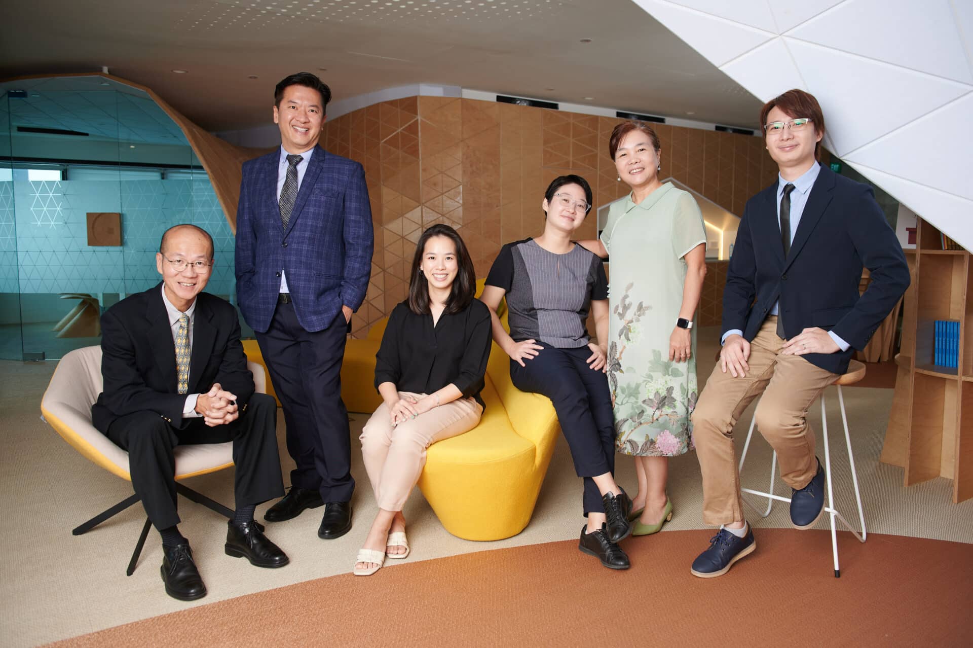 Left to right: Mr Lee Jiak Jee (Executive), Mr Giam Cheong Leong (Executive Director), Ms Trudy Giam (Executive), Ms Zhang Fan (Admin), Ms Jessica Goh (Executive) and Mr Cheng Tah Nern (Executive)